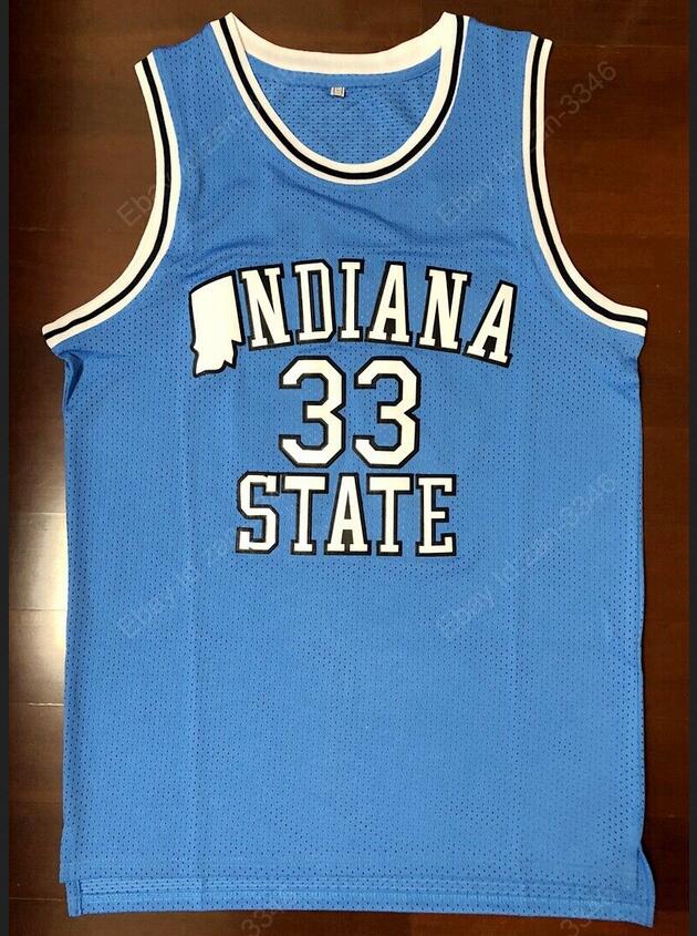 Custom Men NCAA Indiana State #33 Bird Indiana State Jersey All Stitched Blue jersey->customized ncaa jersey->Custom Jersey